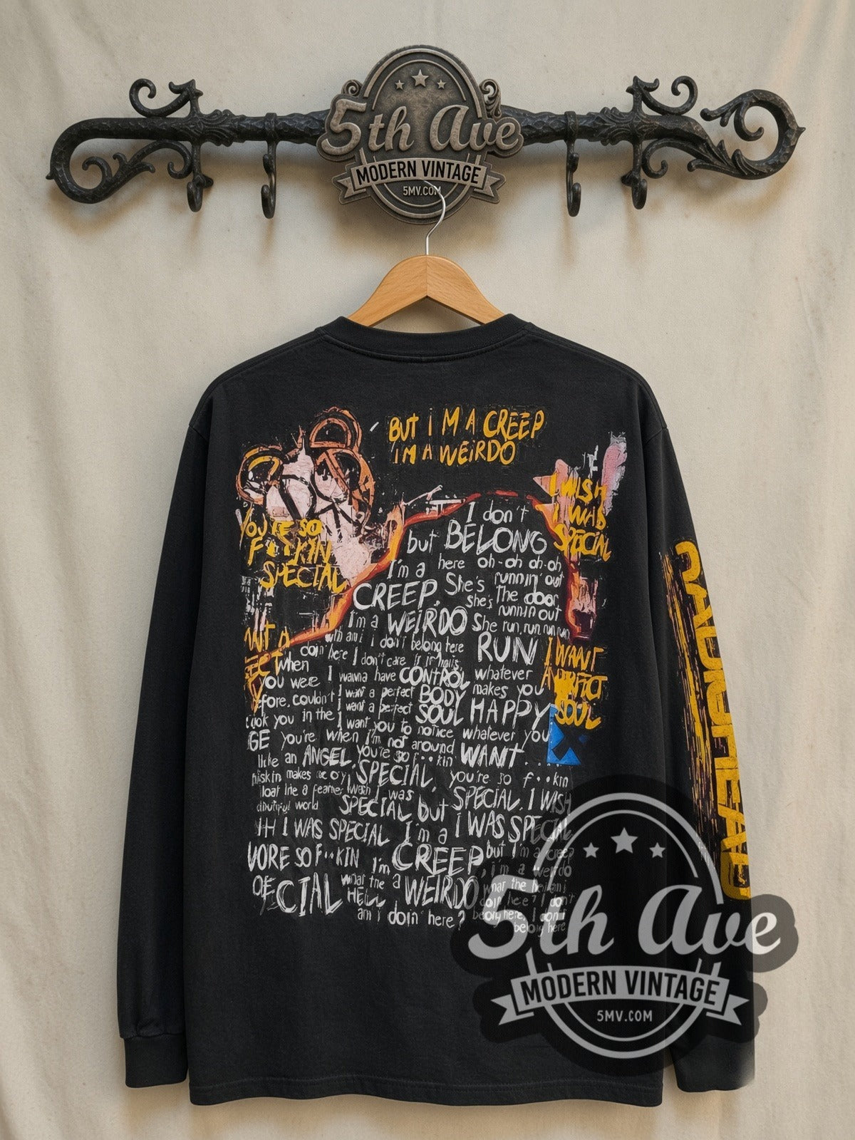 Radiohead Pablo Honey Creep vintage band long sleeve t-shirt, back view on the 5MV rack