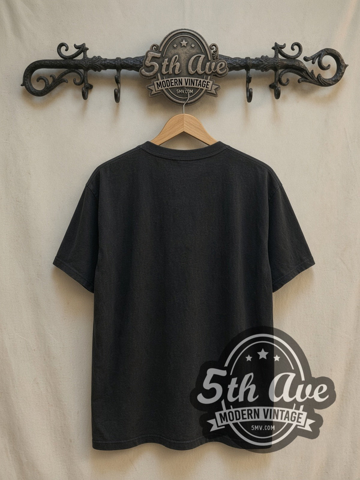 A Clockwork Orange Bowler Hat Cog Eye Droogs Poster vintage movie t-shirt, back view on a display rack