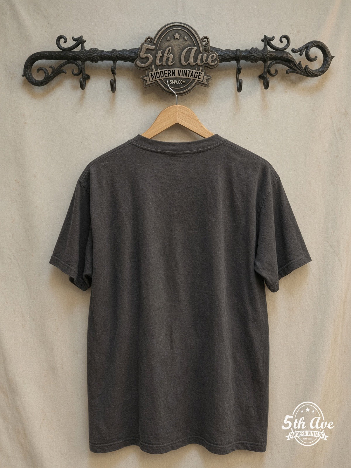 Motörhead – Explosive with Captain Boot Tag – Vintage Band T-Shirt — back on locked cream ornate 5th Ave rack