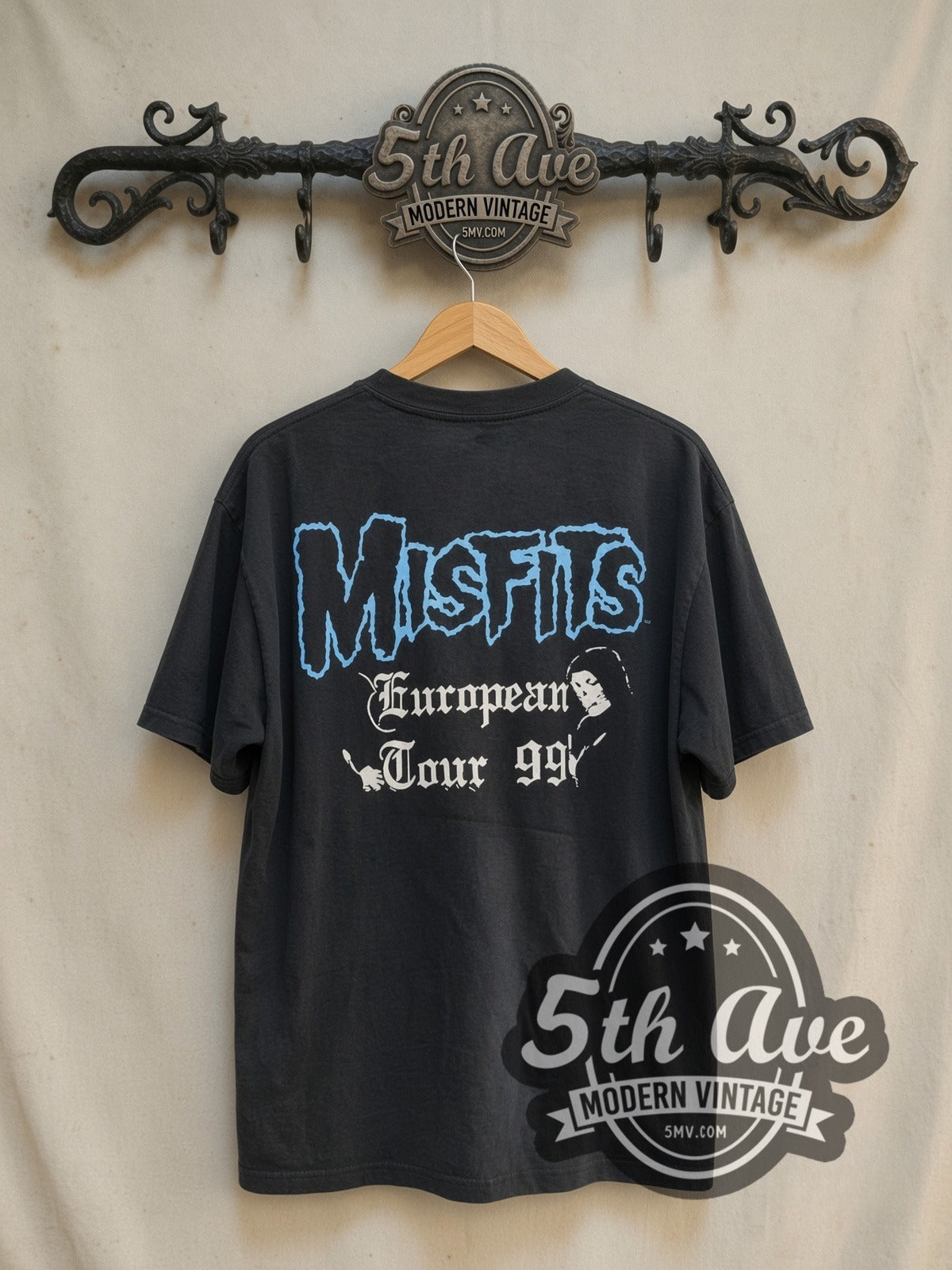 Misfits European Tour 1999 vintage band t-shirt in black, back view on the 5MV rack