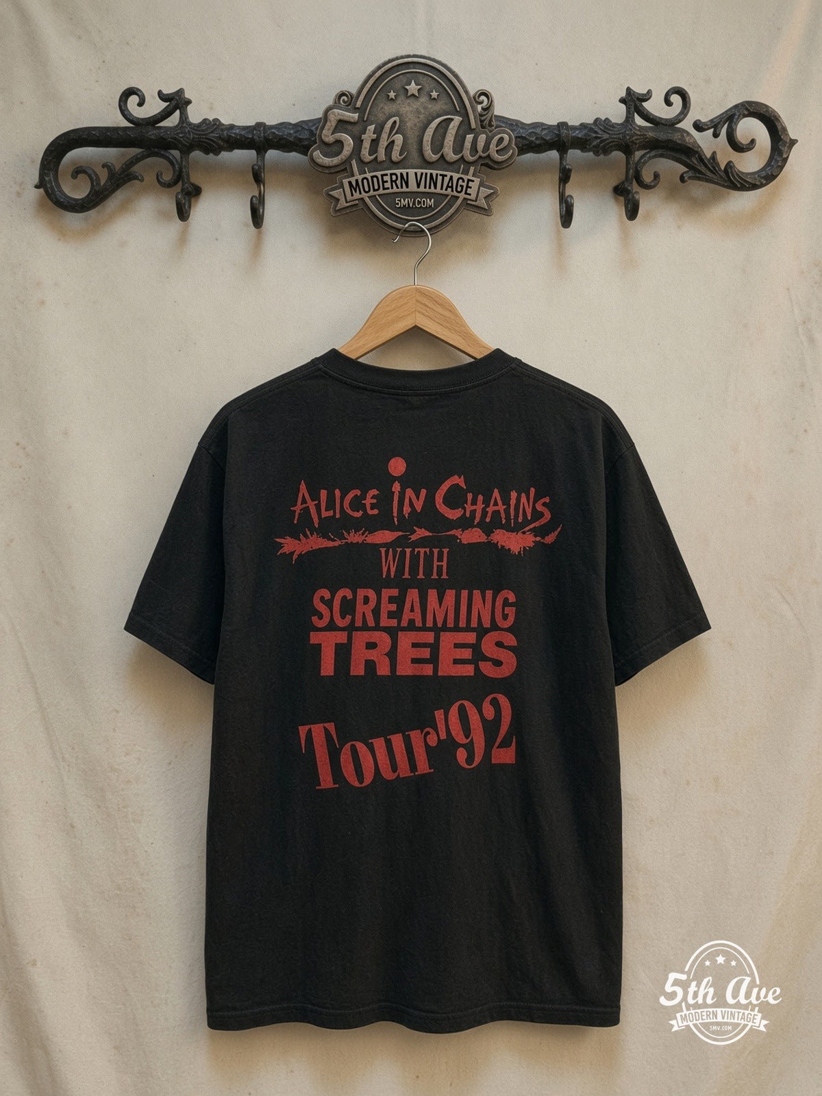 Alice in Chains – Vintage Band T-Shirt — back on locked cream ornate 5th Ave rack