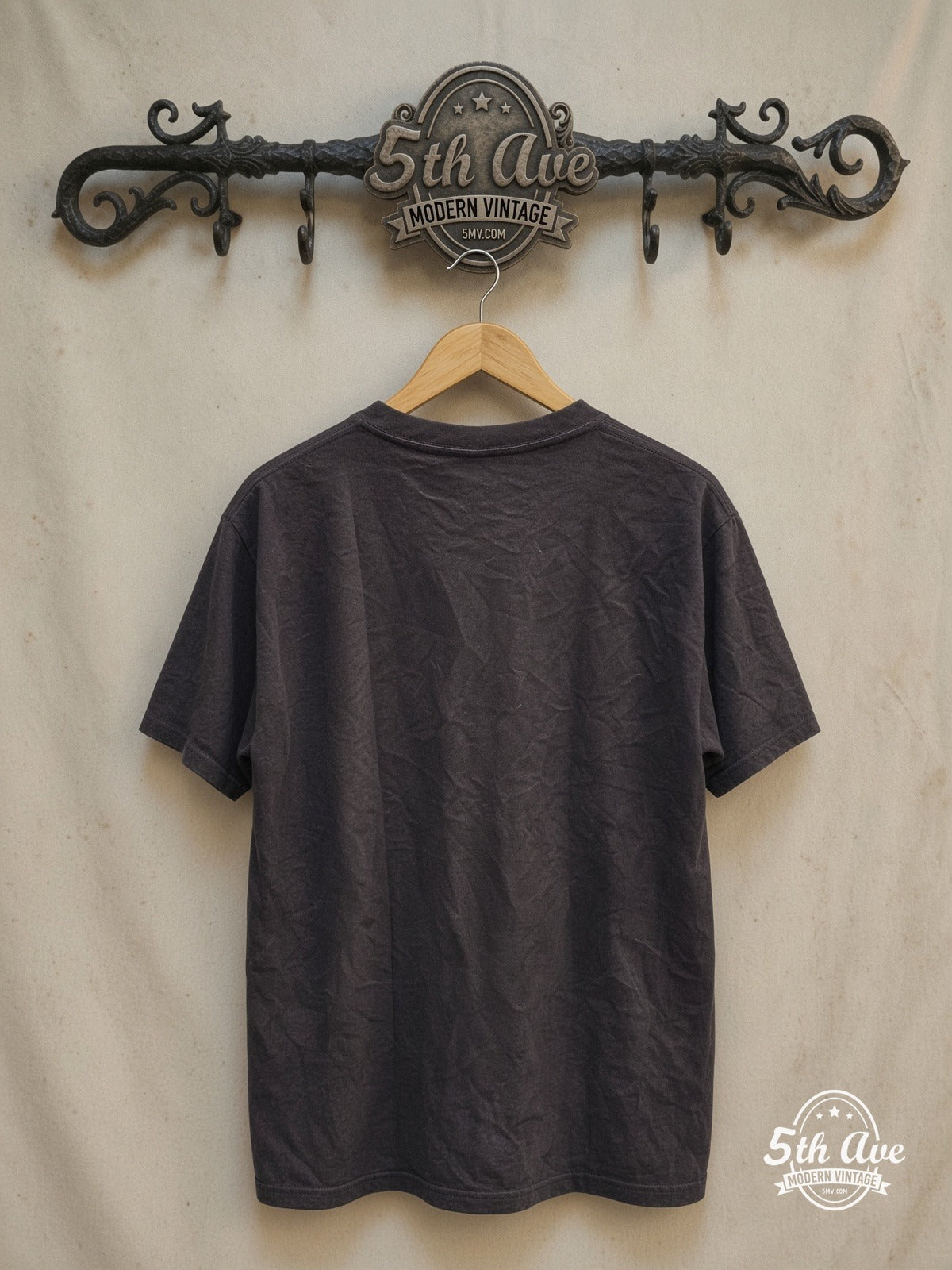 Scorpions – Vintage Band T-Shirt — back on locked cream ornate 5th Ave rack