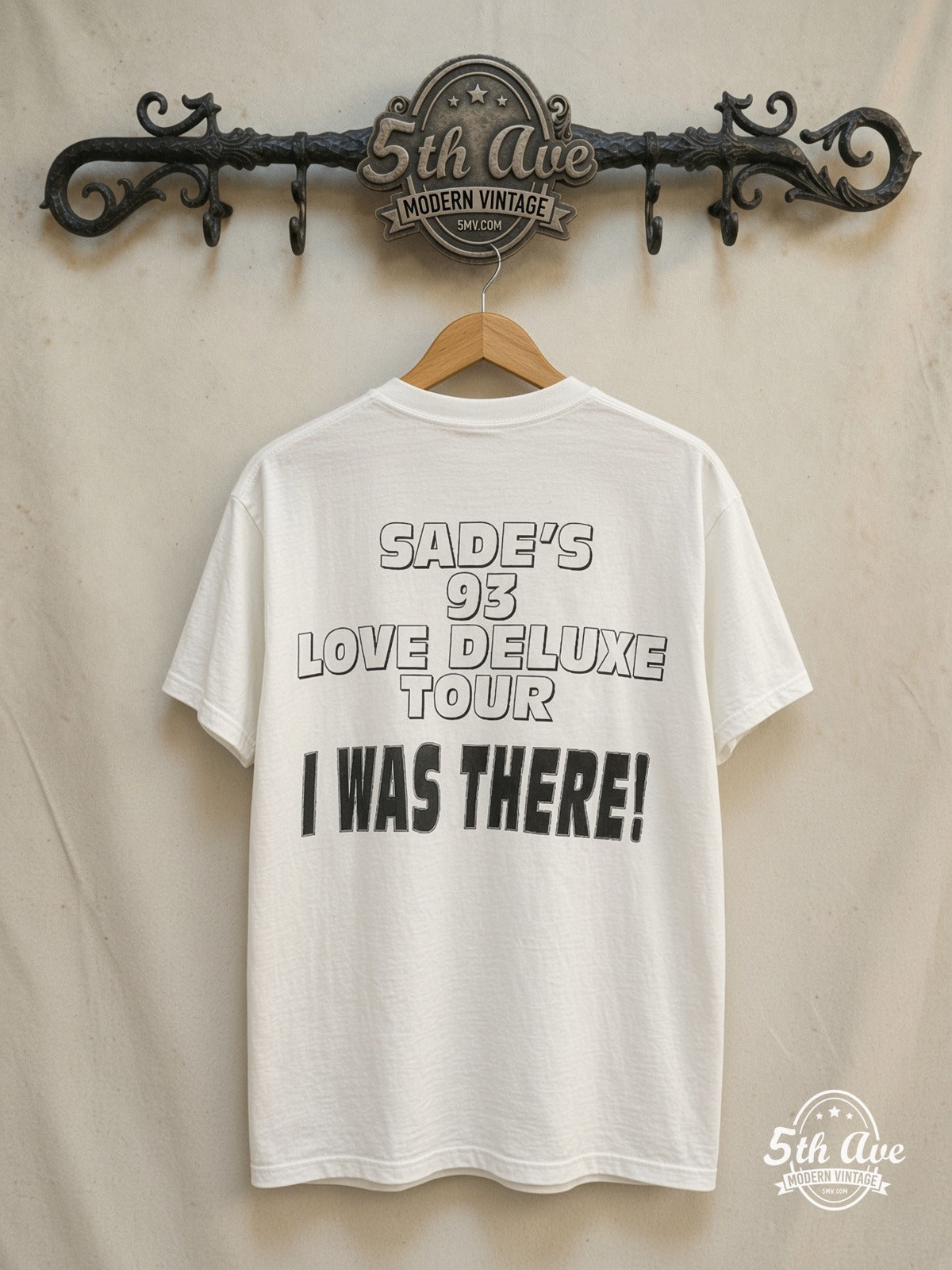 Sade – Love Deluxe Tour 1993 I Was There – Vintage Band T-Shirt — back on locked cream ornate 5th Ave rack