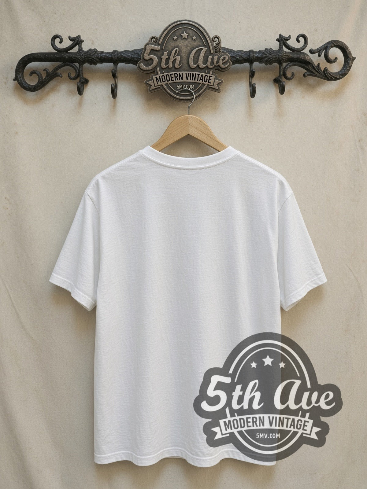 King Crimson Epitaph Schizoid Man White vintage band t-shirt, back view on a display rack