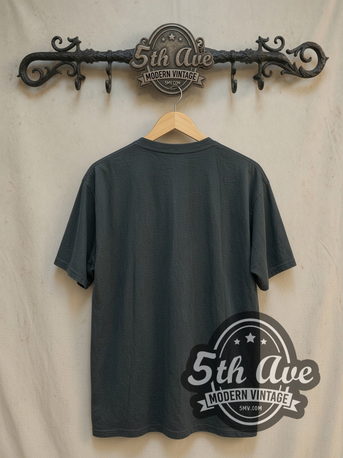 Green Day Billie Joe Portrait Teal Yellow Splash vintage band t-shirt, back view on the 5MV rack