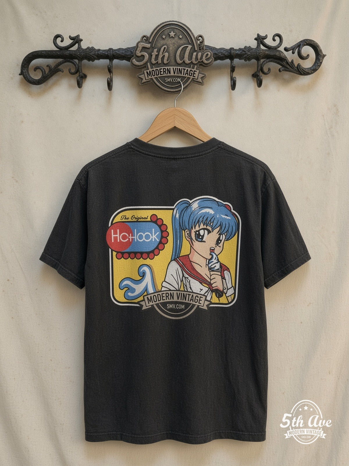Hook-Ups – Ice Cream Girl – Vintage Graphic Tee — back on locked cream ornate 5th Ave rack