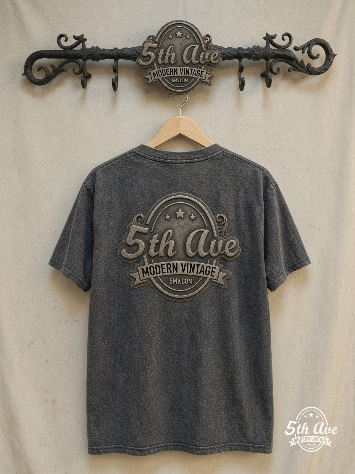 Nirvana – Yellow Outline Kurt Sunglasses – Vintage Band T-Shirt — back on locked cream ornate 5th Ave rack