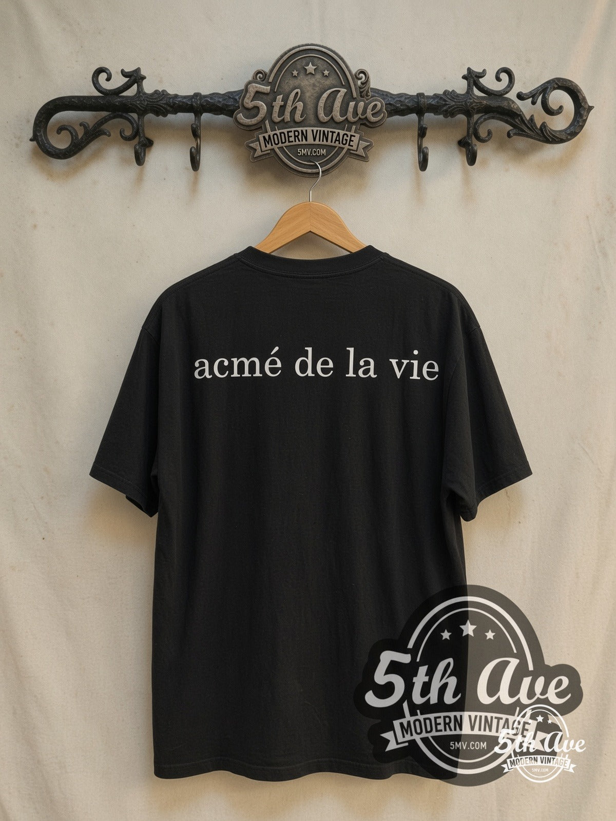 Acmé de la vie – Shocked Girl – Vintage Graphic Tee — back on locked cream ornate 5th Ave rack