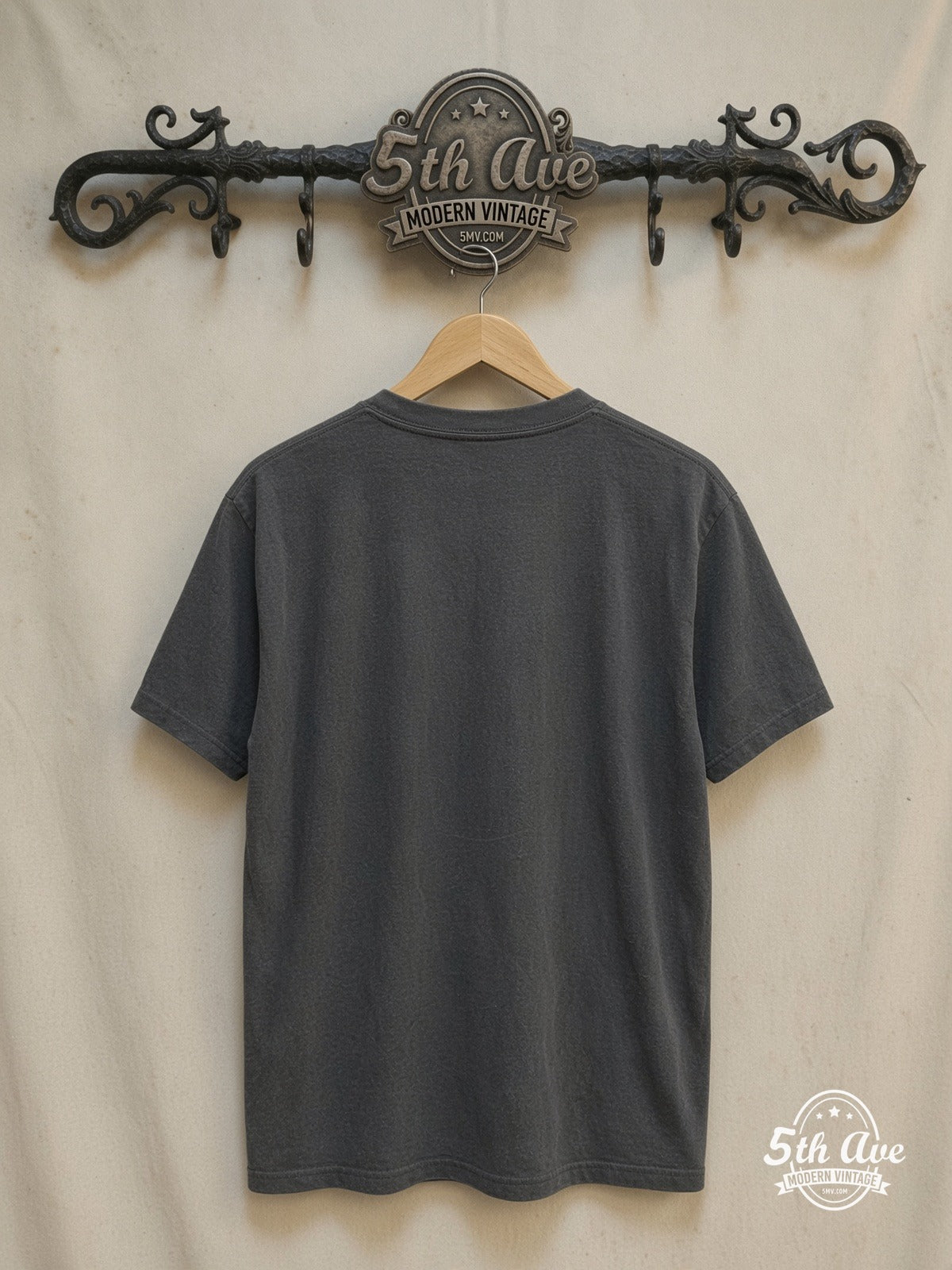 Uriah Heep – Vintage Band T-Shirt — back on locked cream ornate 5th Ave rack