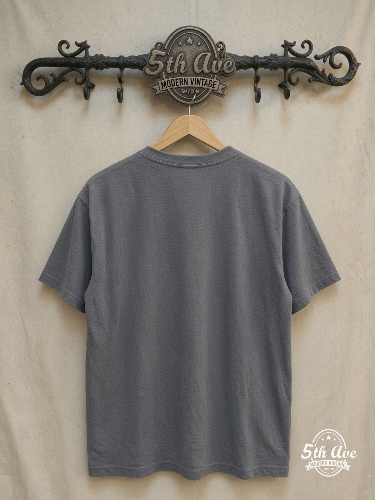 Mötley Crüe – Nikki Sixx American Flag Breakthrough – Vintage Band T-Shirt — back on locked cream ornate 5th Ave rack