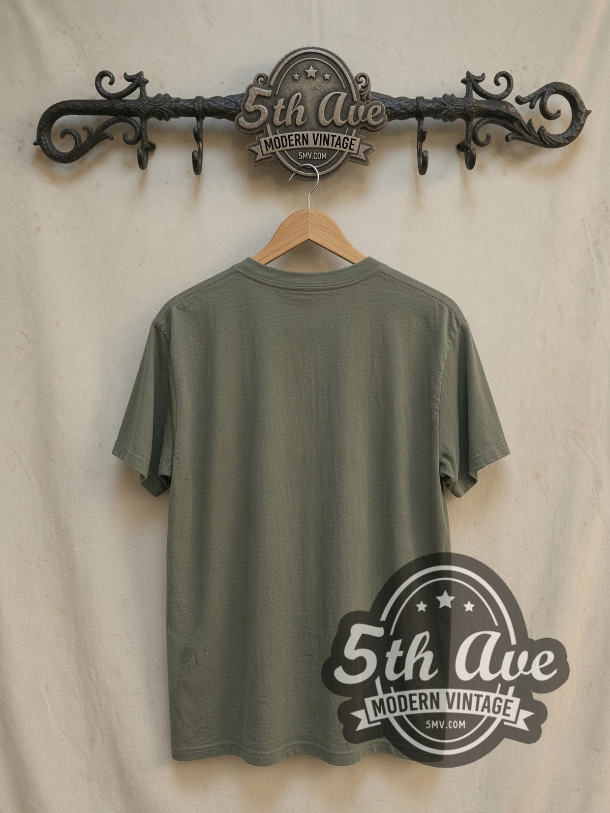 Led Zeppelin US Tour 1975 vintage band t-shirt, back view on a display rack