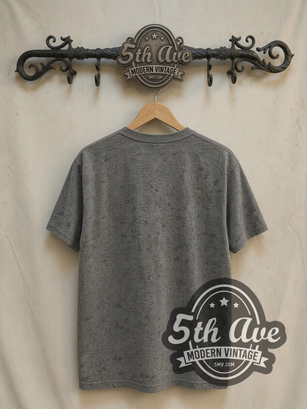 A Clockwork Orange Minimal Bowler Hat Gear Eye vintage movie t-shirt, back view on a display rack