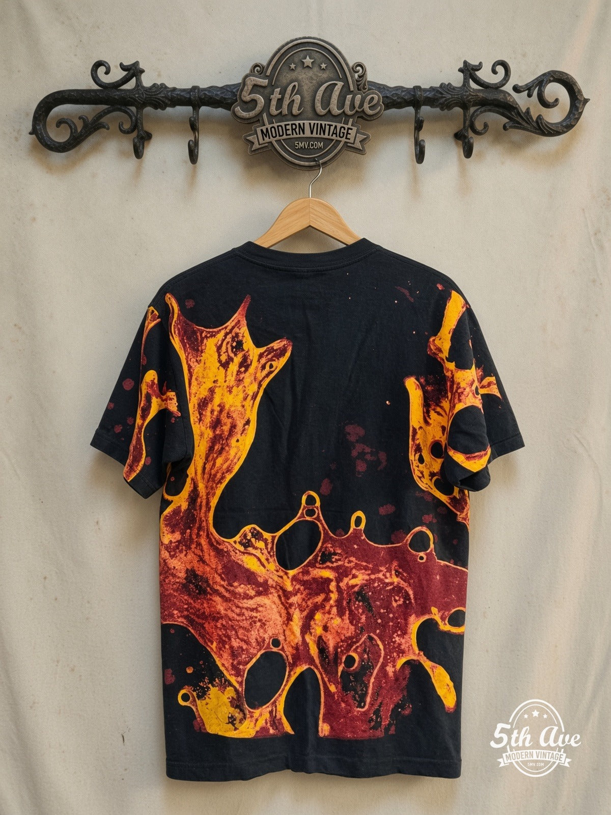 Metallica – Reload – All Over Print – Vintage Band T-Shirt — back on locked cream ornate 5th Ave rack