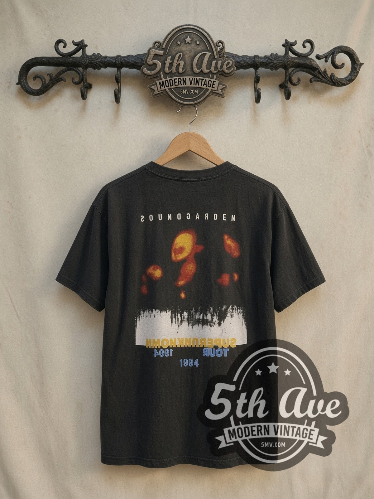 Soundgarden Superunknown vintage band t-shirt, back view on a display rack