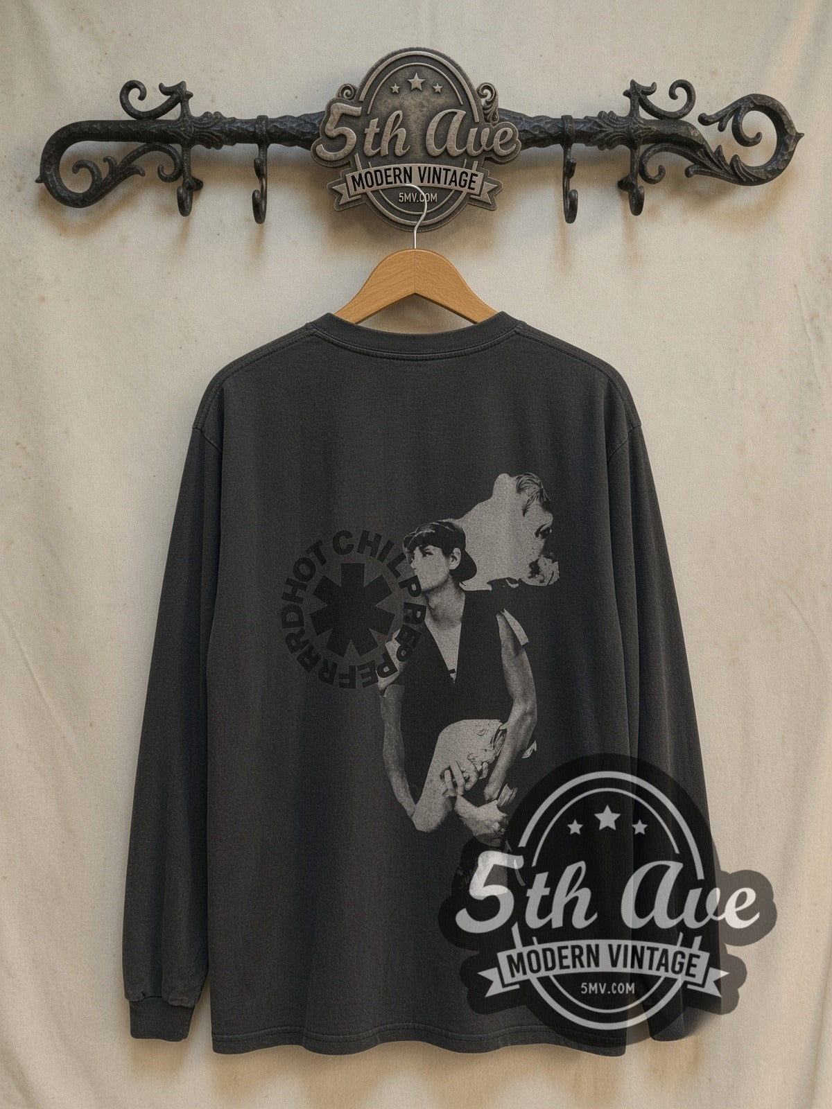 Red Hot Chili Peppers Out in L.A. Long Sleeve vintage band t-shirt, back view on a display rack