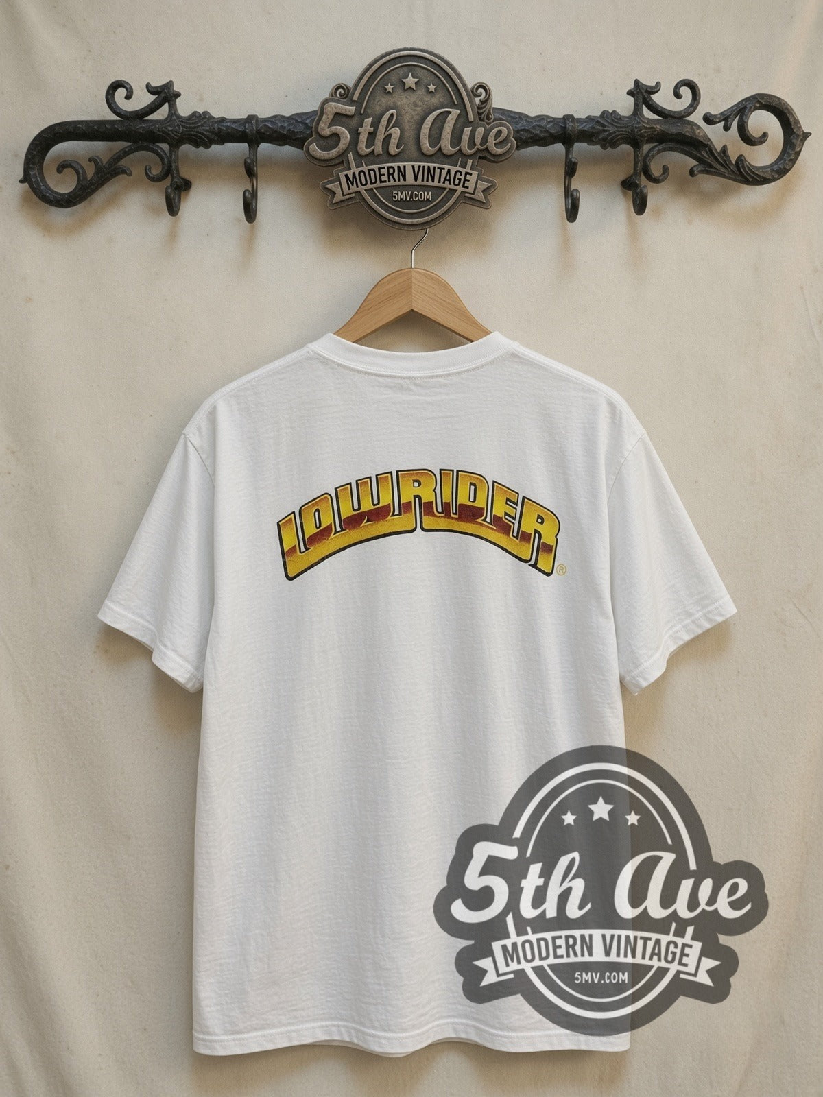 Rollin Hard The Arizona Super Show 2016 vintage graphic tee, back view on a display rack