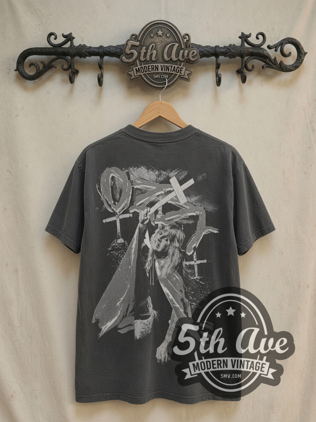 Ozzy Osbourne Playboy vintage band t-shirt in black, back view on the 5MV rack