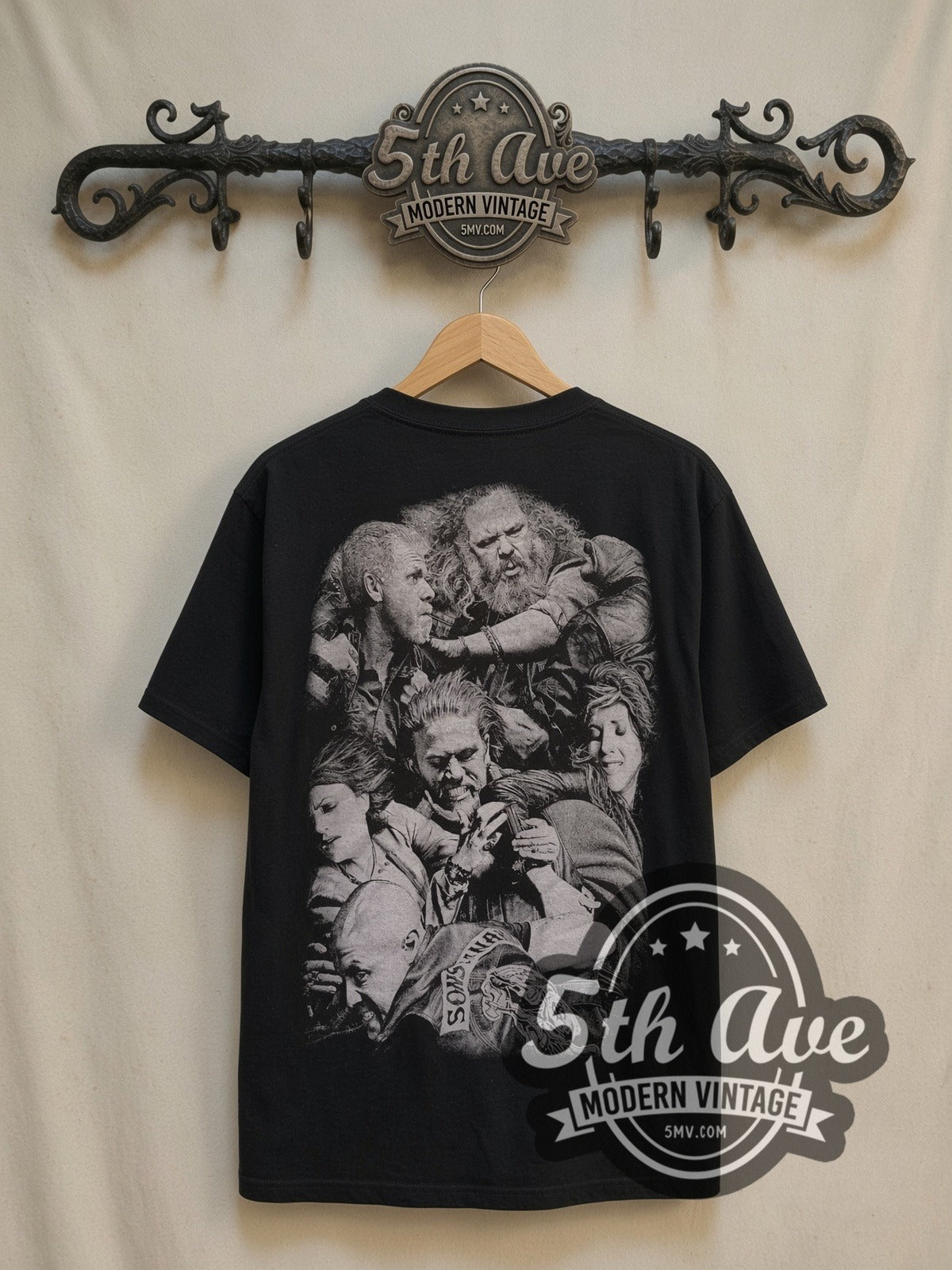 Sons of Anarchy vintage movie t-shirt, back view on a display rack