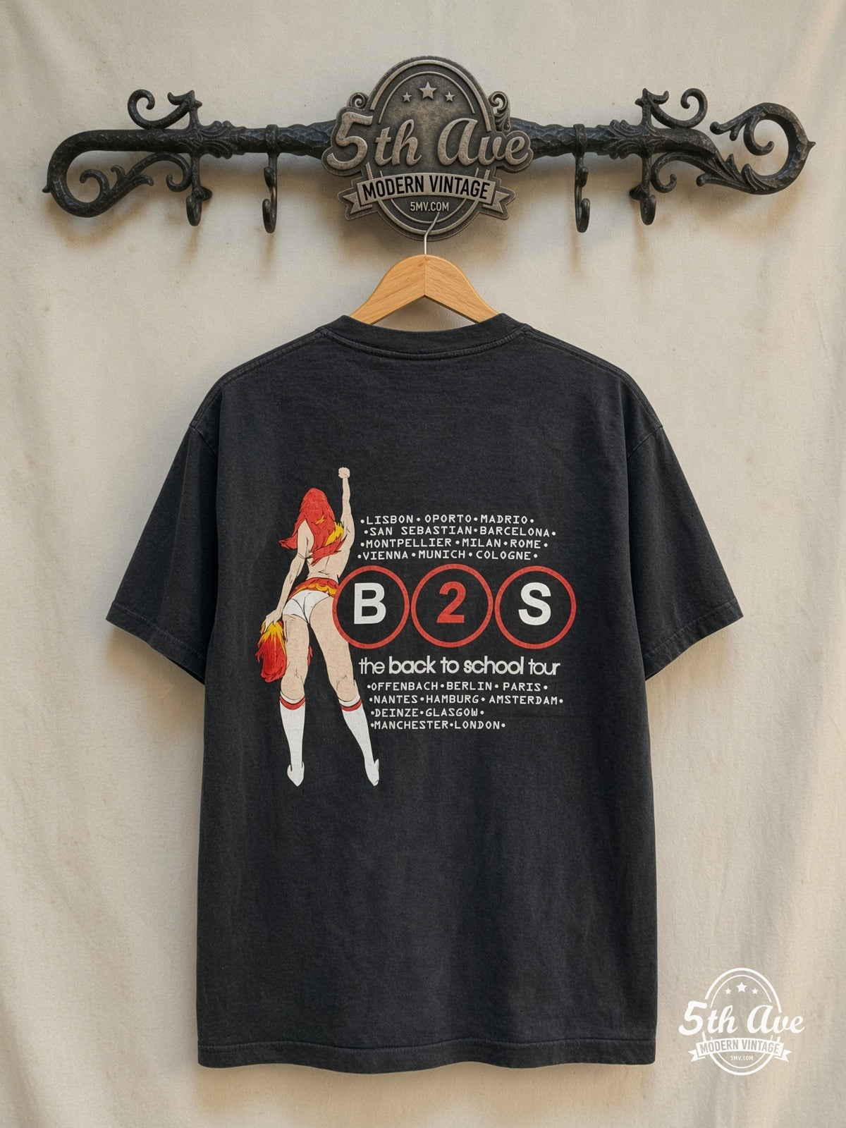 Deftones – The Back to School Tour B2S – Vintage Band T-Shirt — back on locked cream ornate 5th Ave rack
