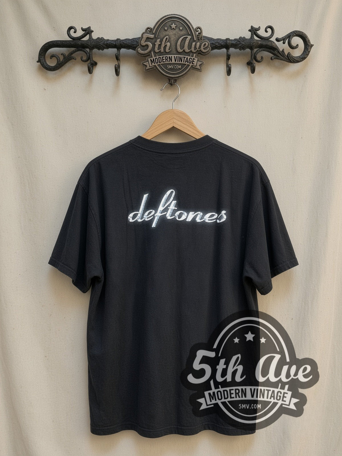 Deftones Adrenaline vintage band t-shirt, back view on a display rack