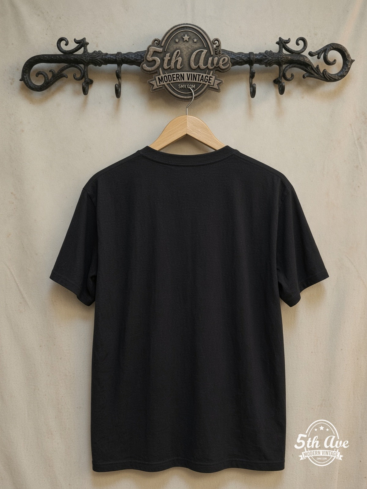 The Stone Roses – Stone Roses Graphic – Vintage Band T-Shirt — back on locked cream ornate 5th Ave rack