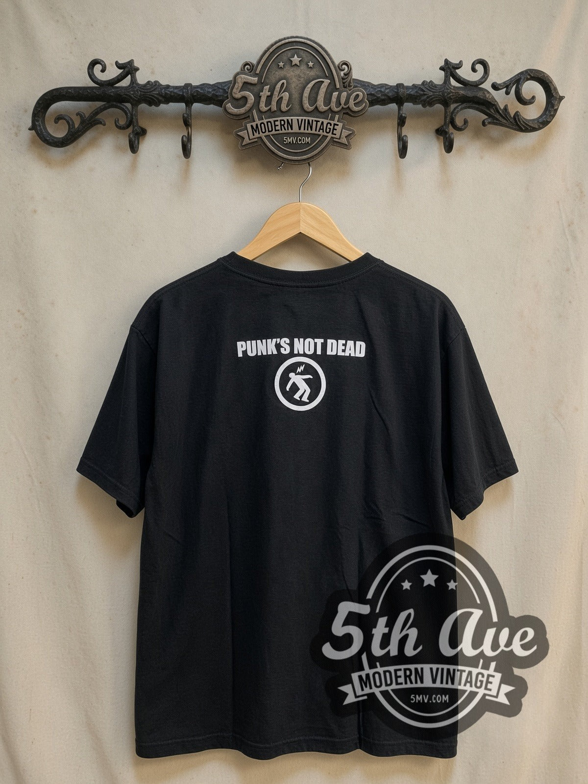 Green Day Punk Not Dead vintage band t-shirt, back view on the 5MV rack