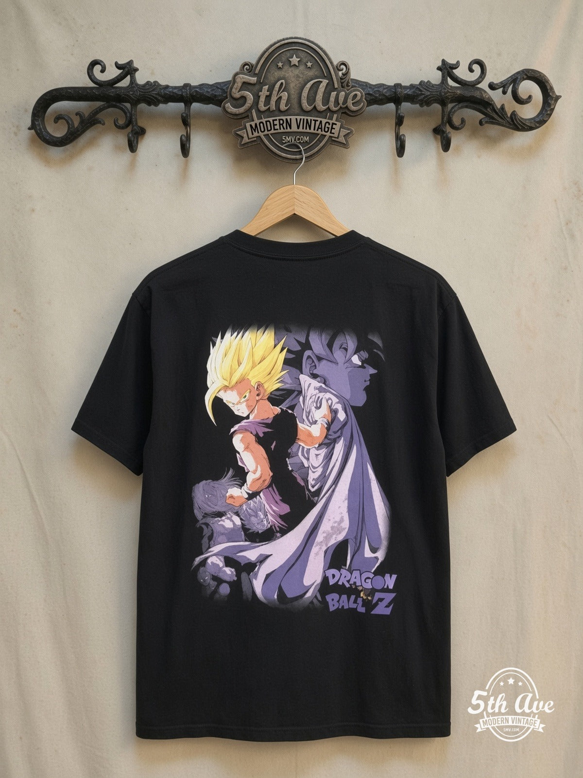 Dragon Ball Z – Dragon Ball Z – New Vintage Anime Tee — back on locked cream ornate 5th Ave rack