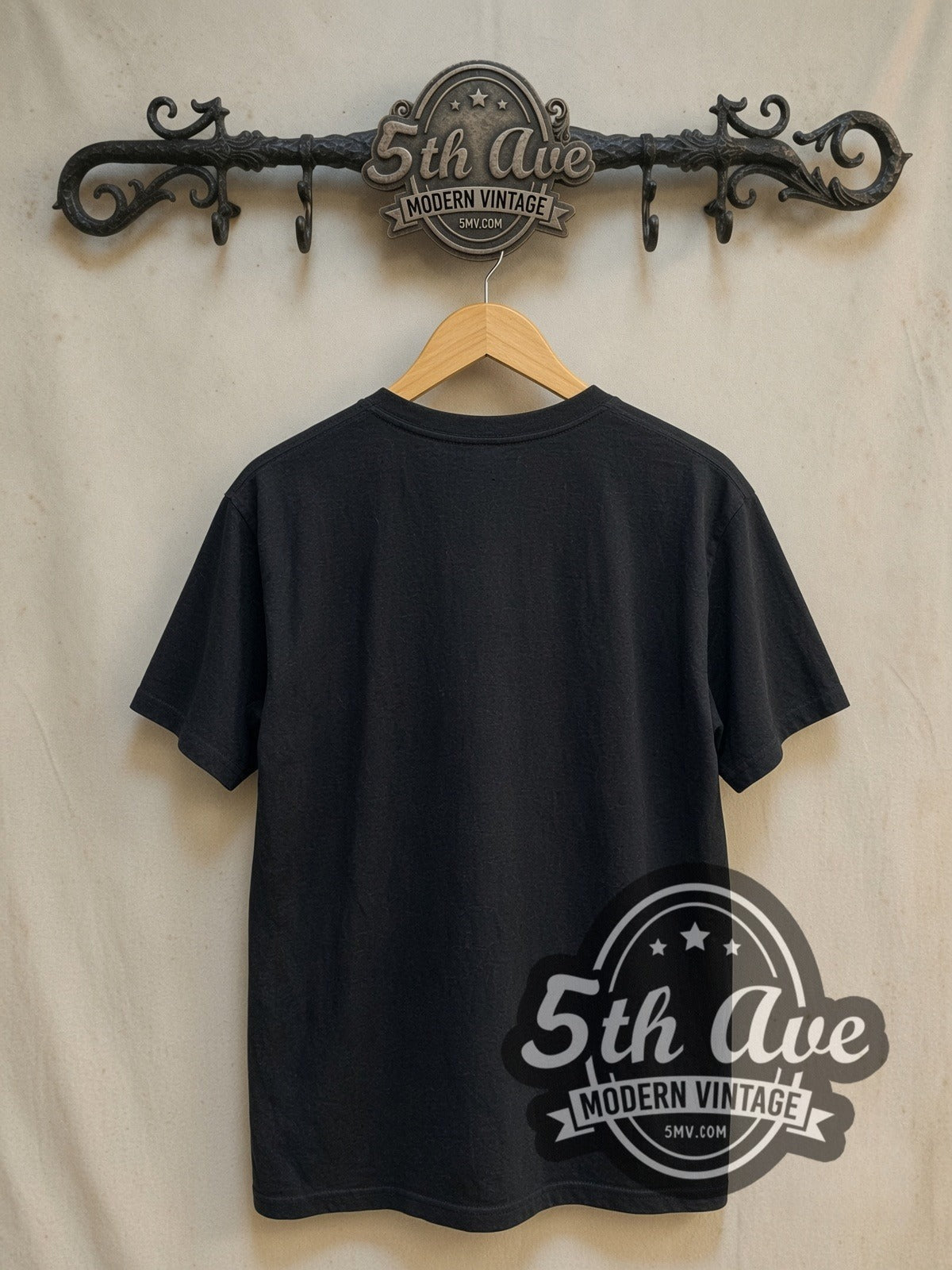 Led Zeppelin United States of America 1977 vintage band t-shirt, back view on a display rack