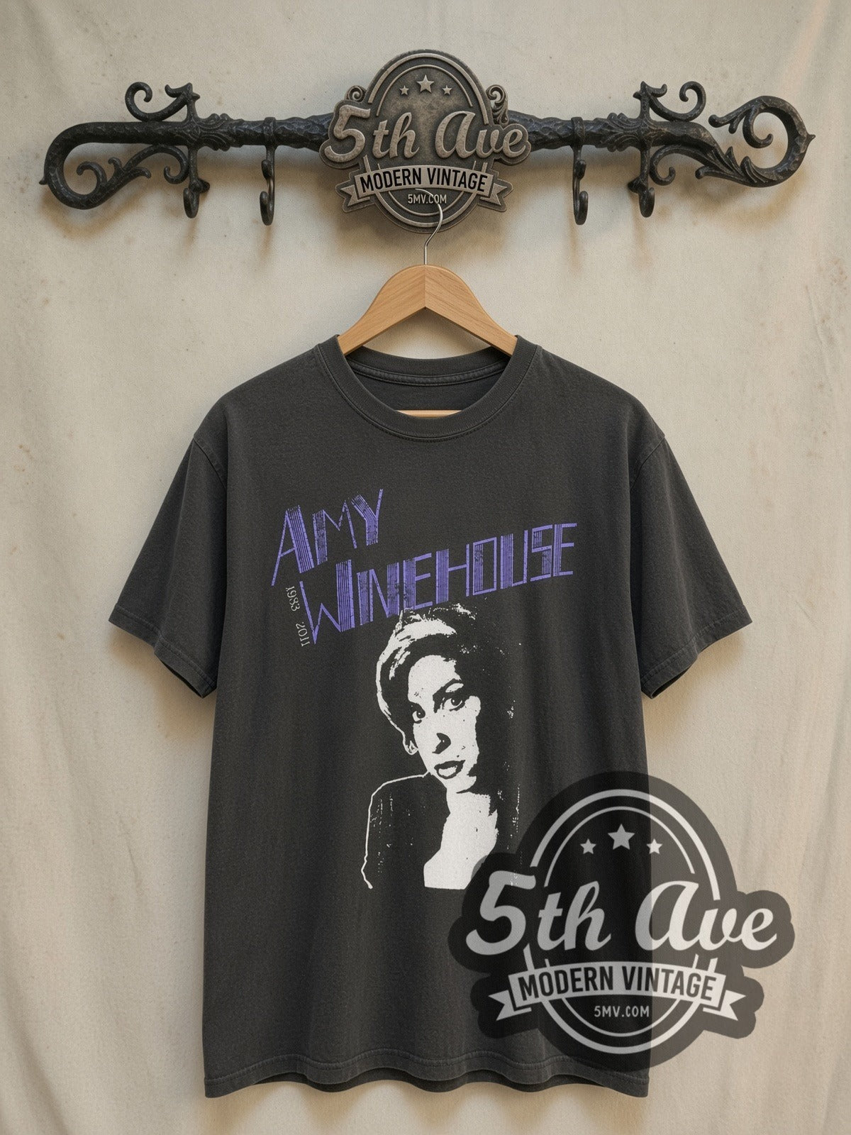 Amy Winehouse Soulful Serenade vintage band t-shirt, front view on the 5MV rack