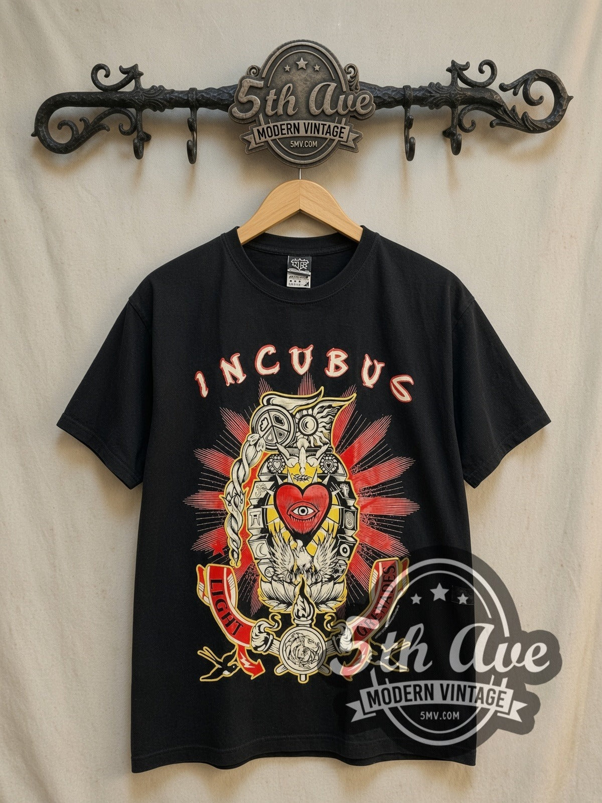 Incubus vintage band t-shirt, front view on the 5MV rack