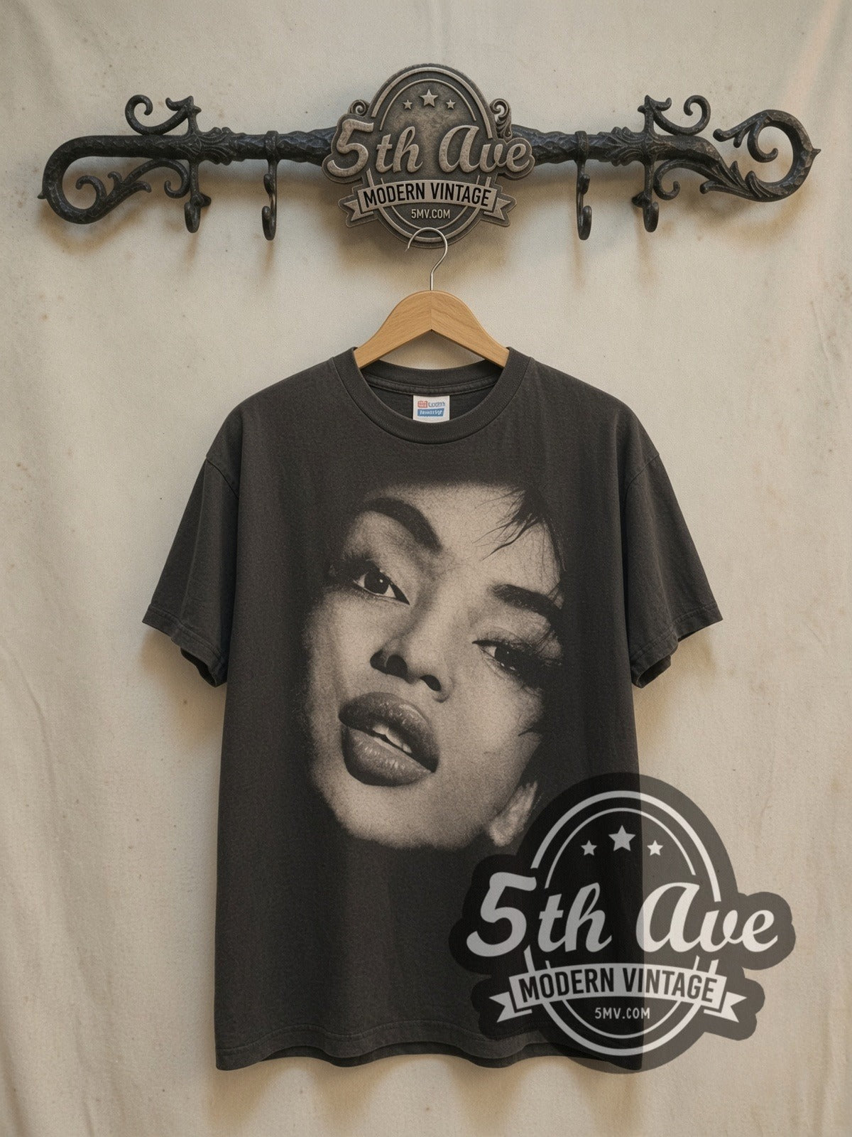 Sade Diamond Life vintage band t-shirt, front view on a display rack