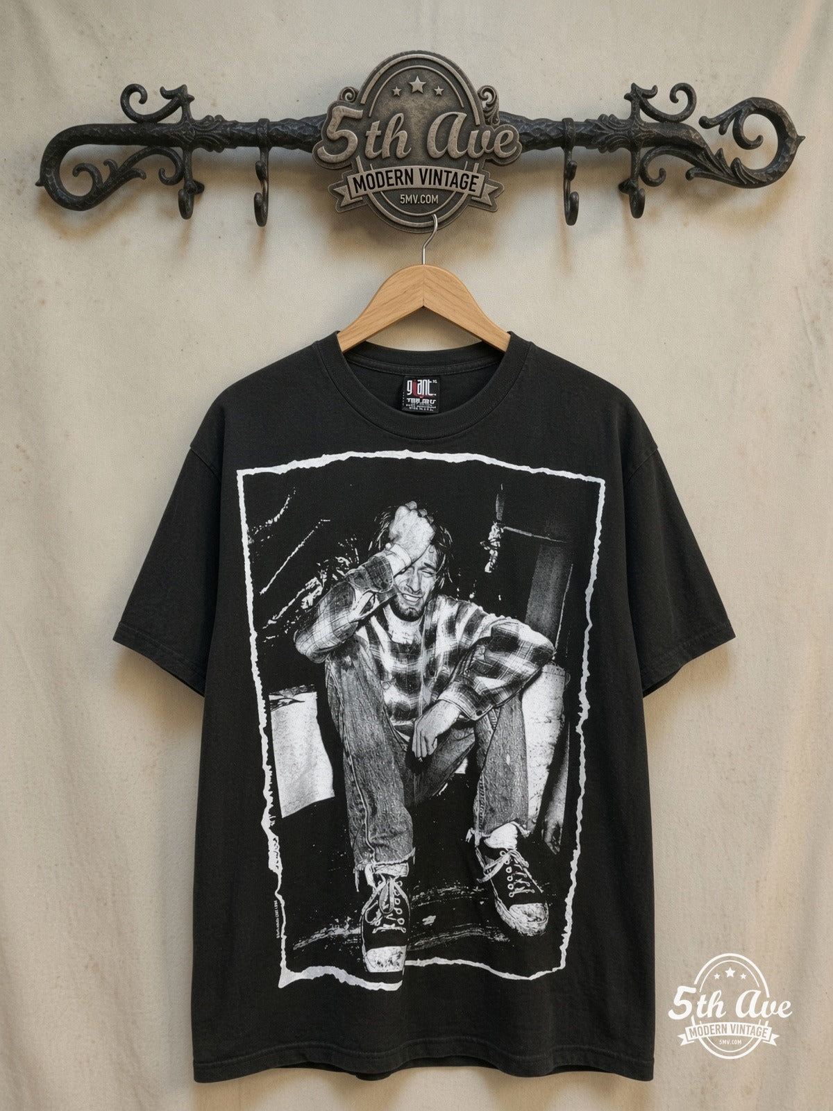 Kurt Cobain Nirvana AOP All vintage band t-shirt on rack