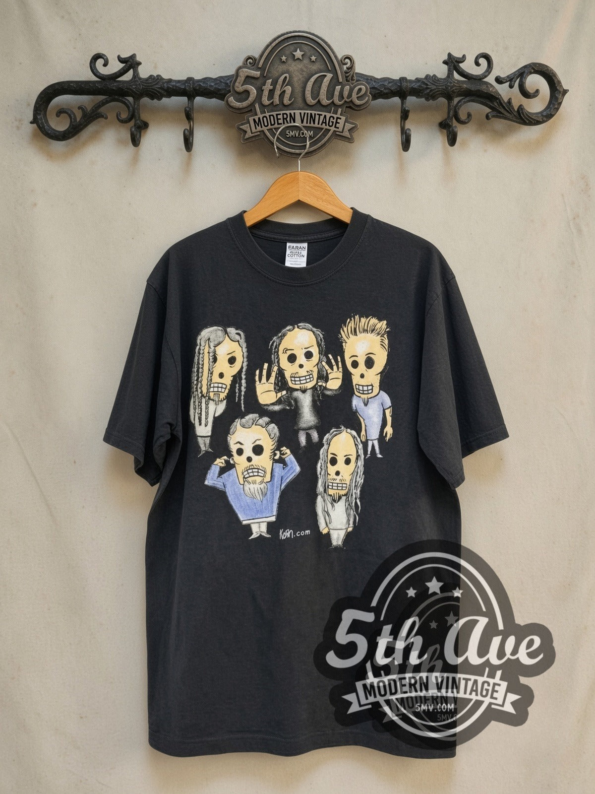 Korn EL DIA DE LOS vintage band t-shirt in black, front view on a display rack