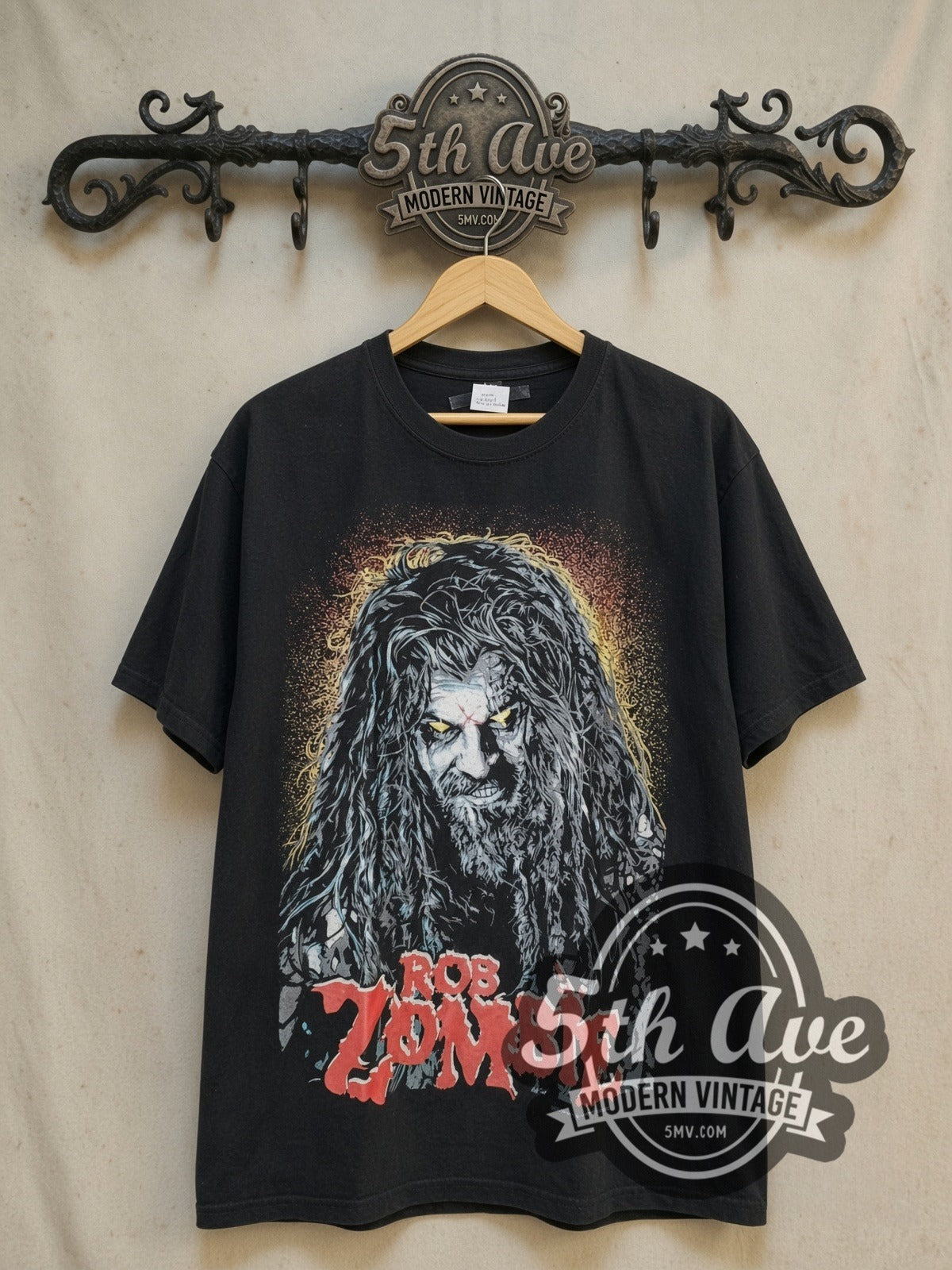 Rob Zombie vintage band t-shirt, front view on the 5MV rack
