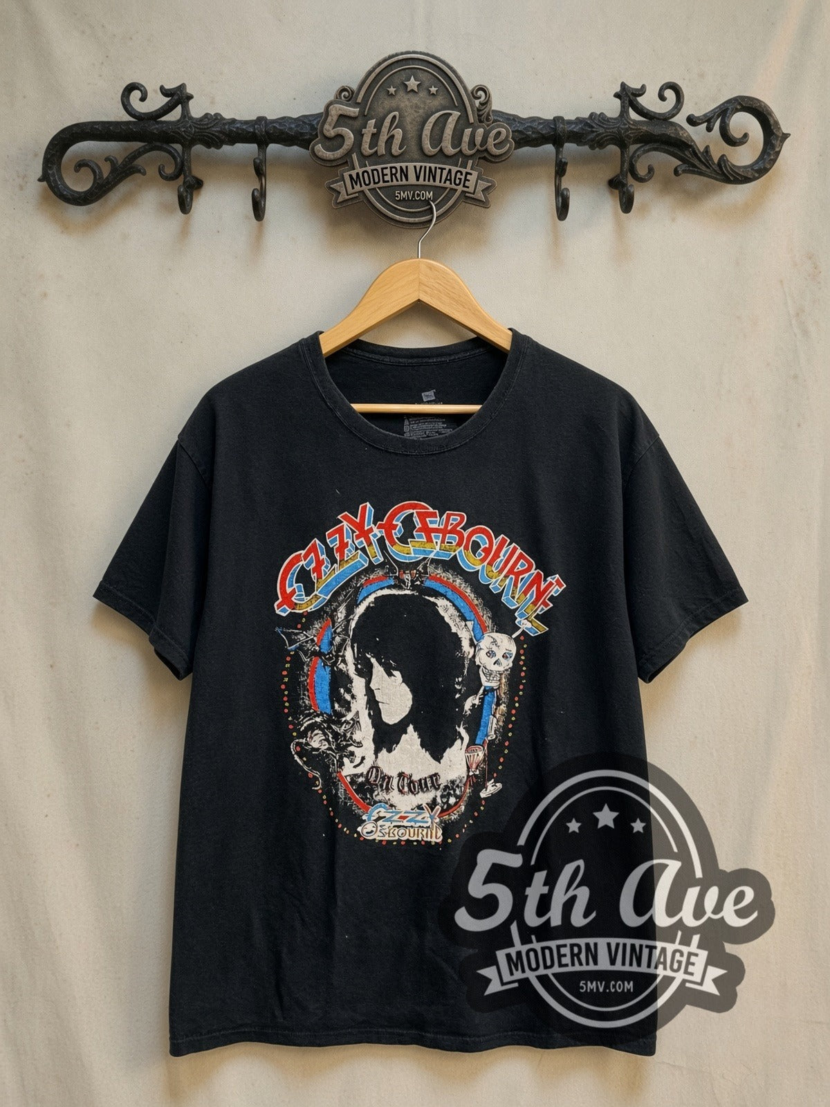 Ozzy Osbourne On Tour vintage band t-shirt, front view on the 5MV rack