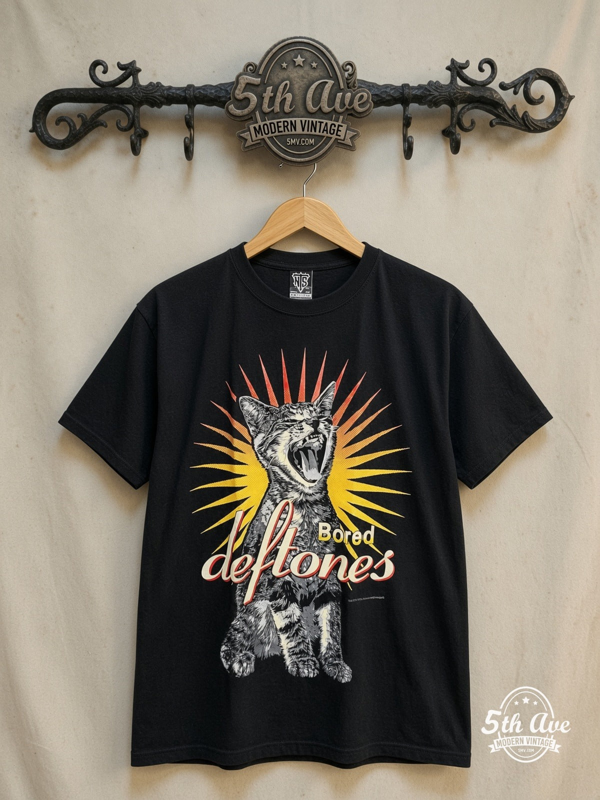 Deftones – Bored – Vintage Band T-Shirt — front on locked cream ornate 5th Ave rack