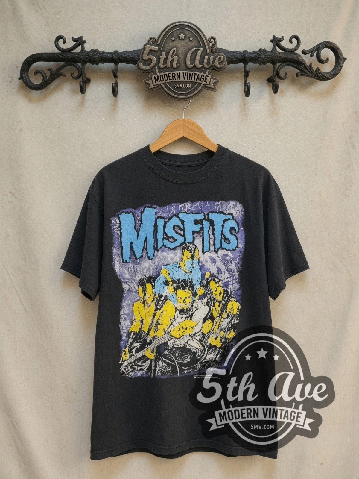Misfits European Tour 1999 vintage band t-shirt in black, front view on the 5MV rack