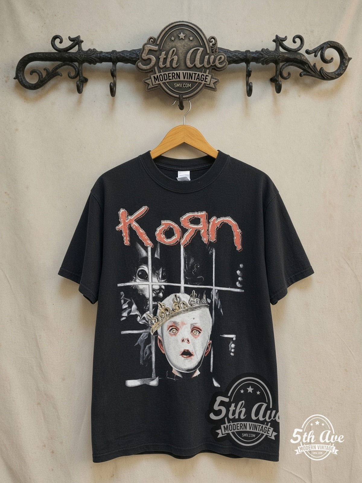 Korn – See You on the Other Side – Vintage Band T-Shirt — front on locked cream ornate 5th Ave rack