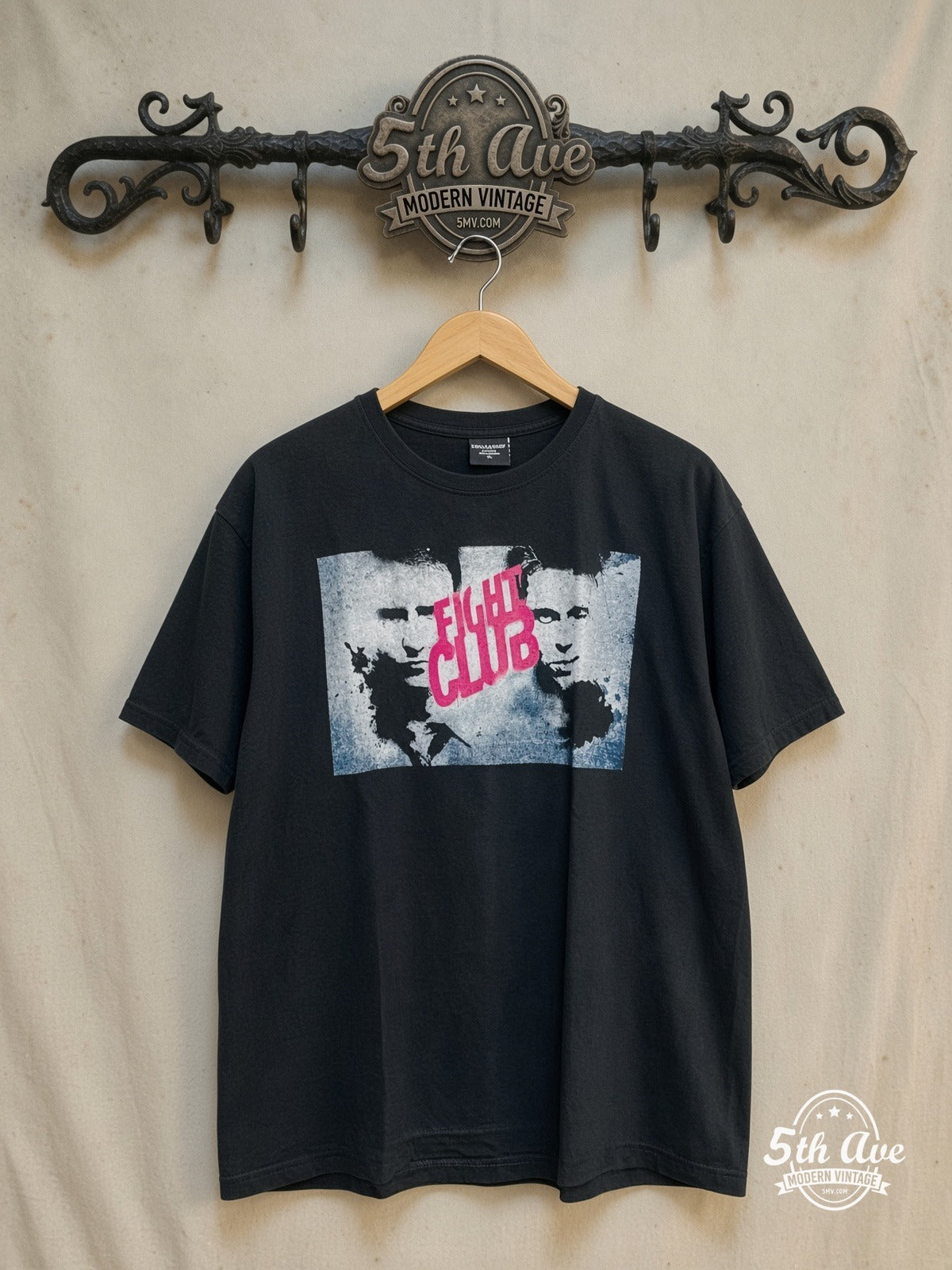 Fight Club – Vintage Movie Tee — front on locked cream ornate 5th Ave rack