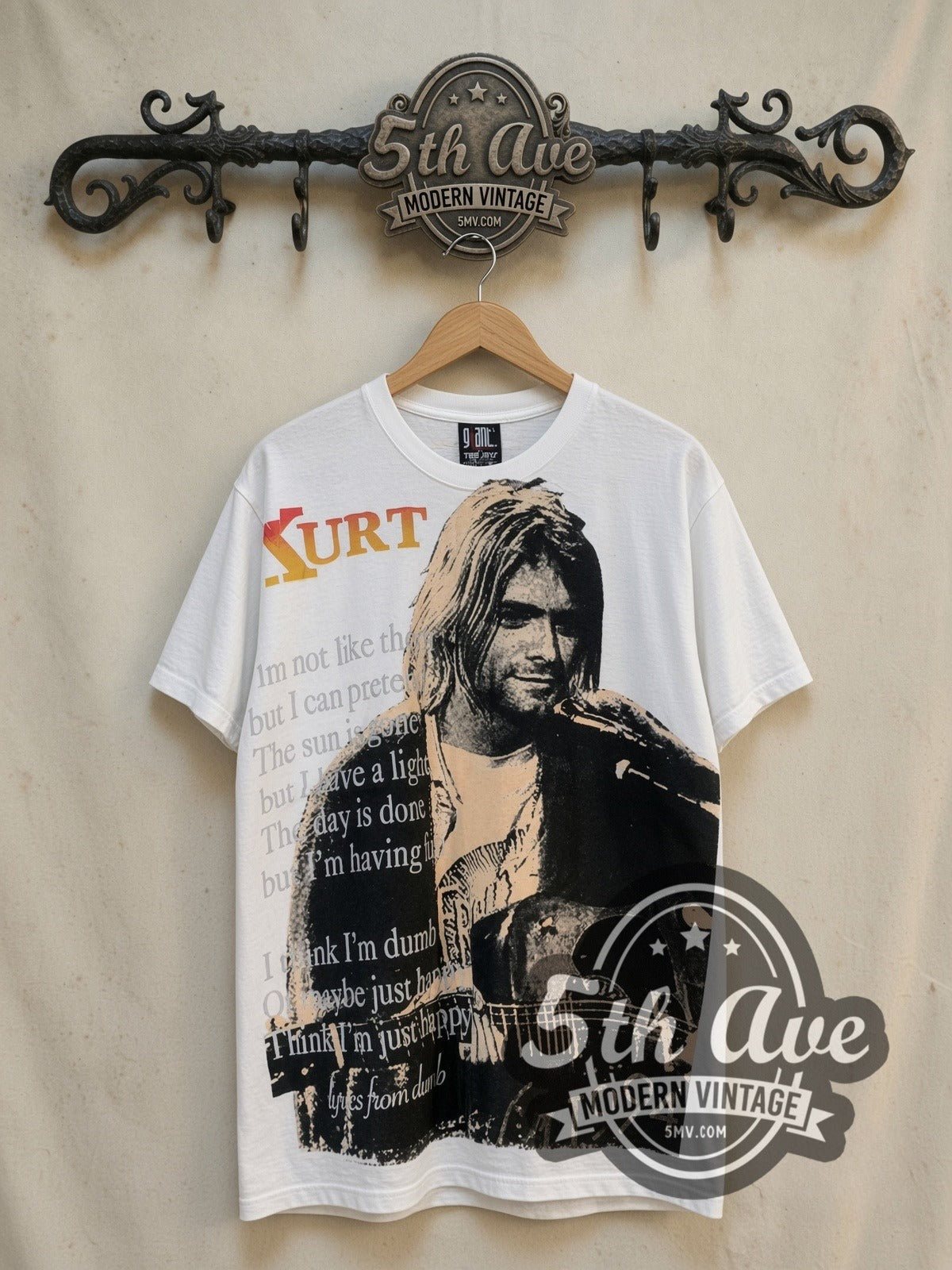 Nirvana Live at Last vintage band t-shirt, front view on the 5MV rack
