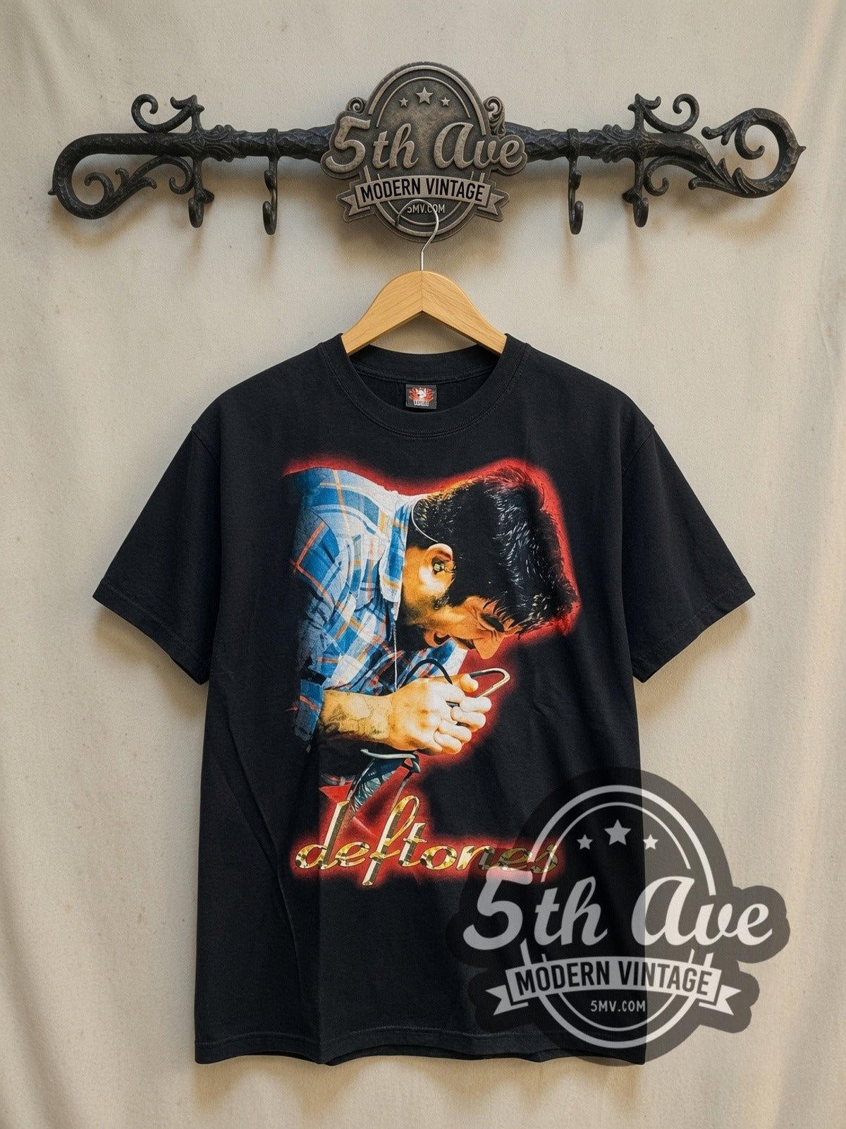 Deftones Chino Moreno vintage band t-shirt, front view on the 5MV rack