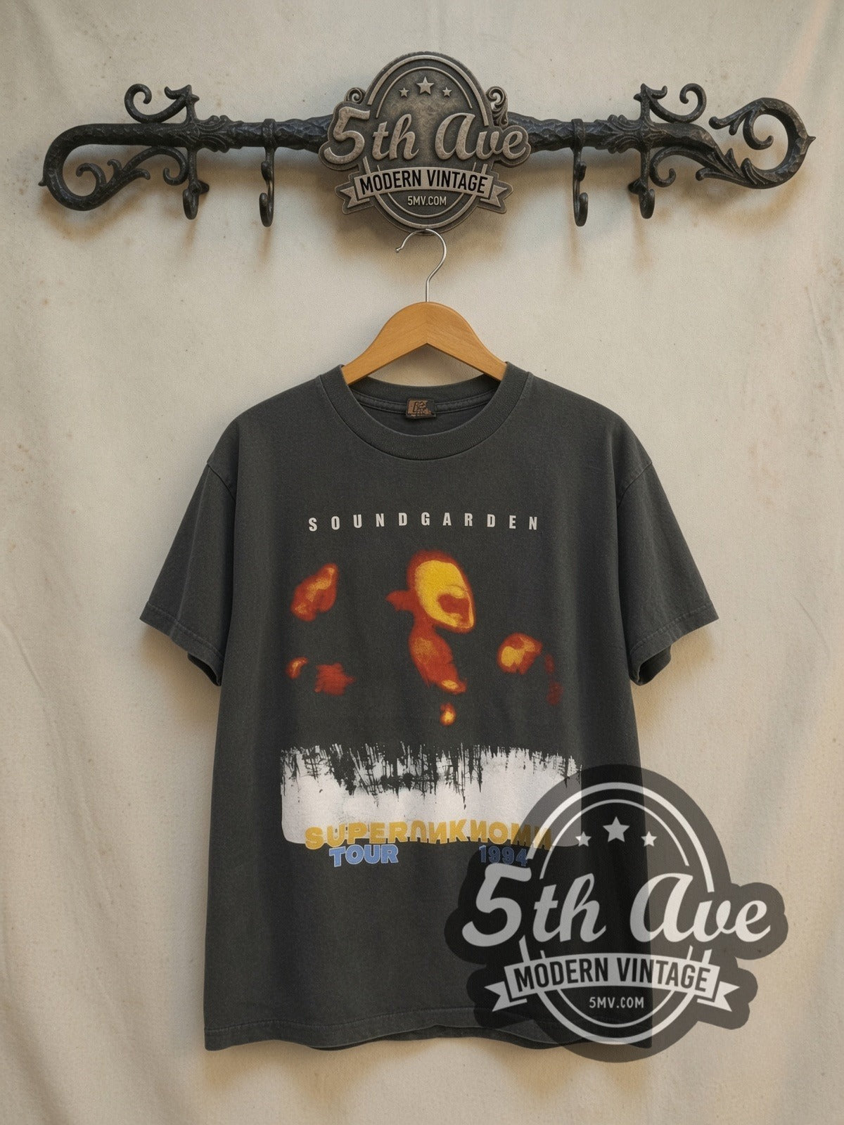 Soundgarden Superunknown vintage band t-shirt, front view on a display rack