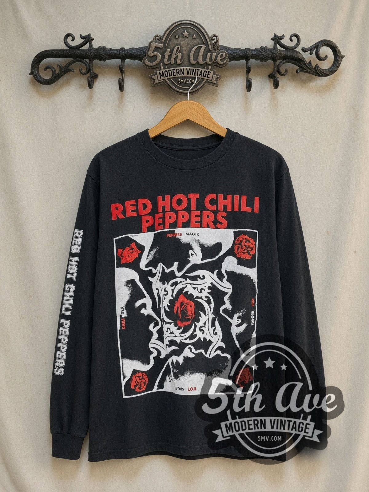 Red Hot Chili Peppers Blood Sugar Sex Magik Red Circle Asterisk vintage band long sleeve t-shirt, front view