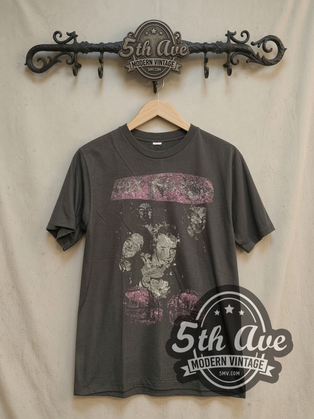 Sex Pistols Graphic vintage band t-shirt, front view on a display rack