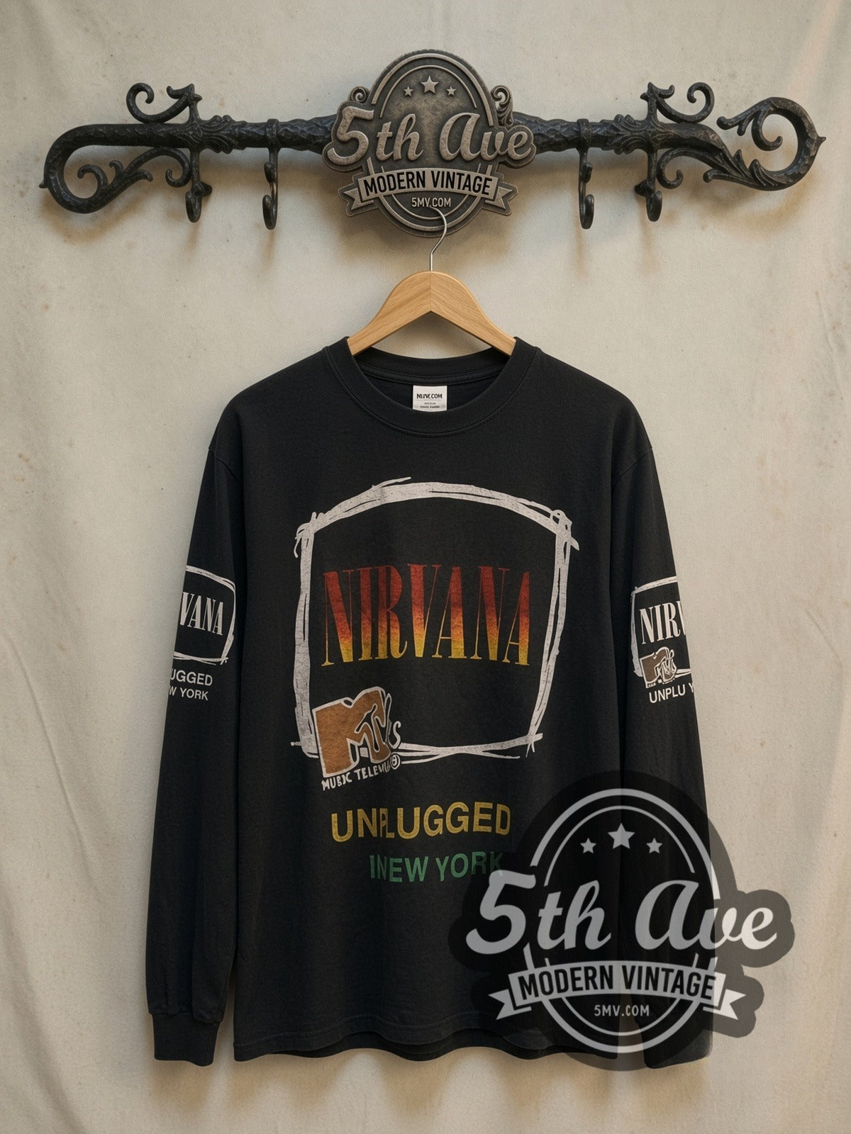 Nirvana vintage band long sleeve t-shirt, front view on the 5MV rack