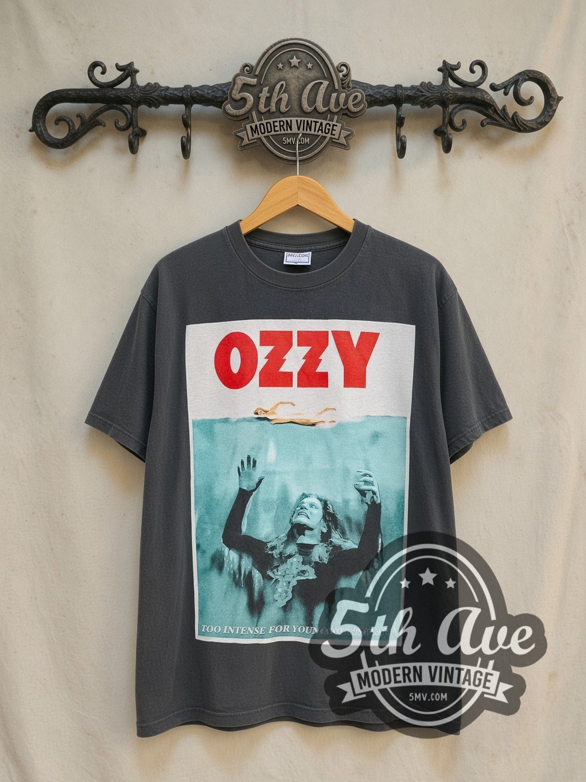 Ozzy Osbourne Ozzfest 2002 vintage band t-shirt in black, front view on the 5MV rack