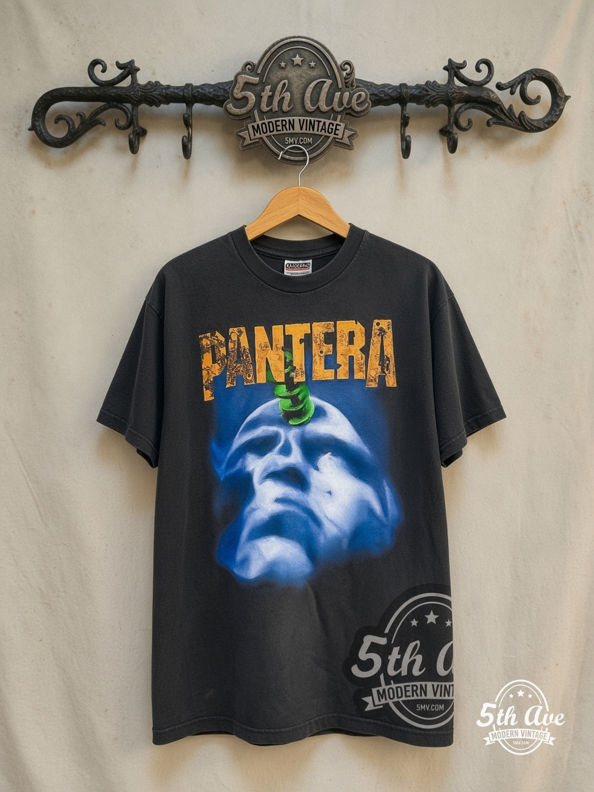 Pantera – Far Beyond Driven Tour 1994 – Vintage Band T-Shirt — front on locked cream ornate 5th Ave rack
