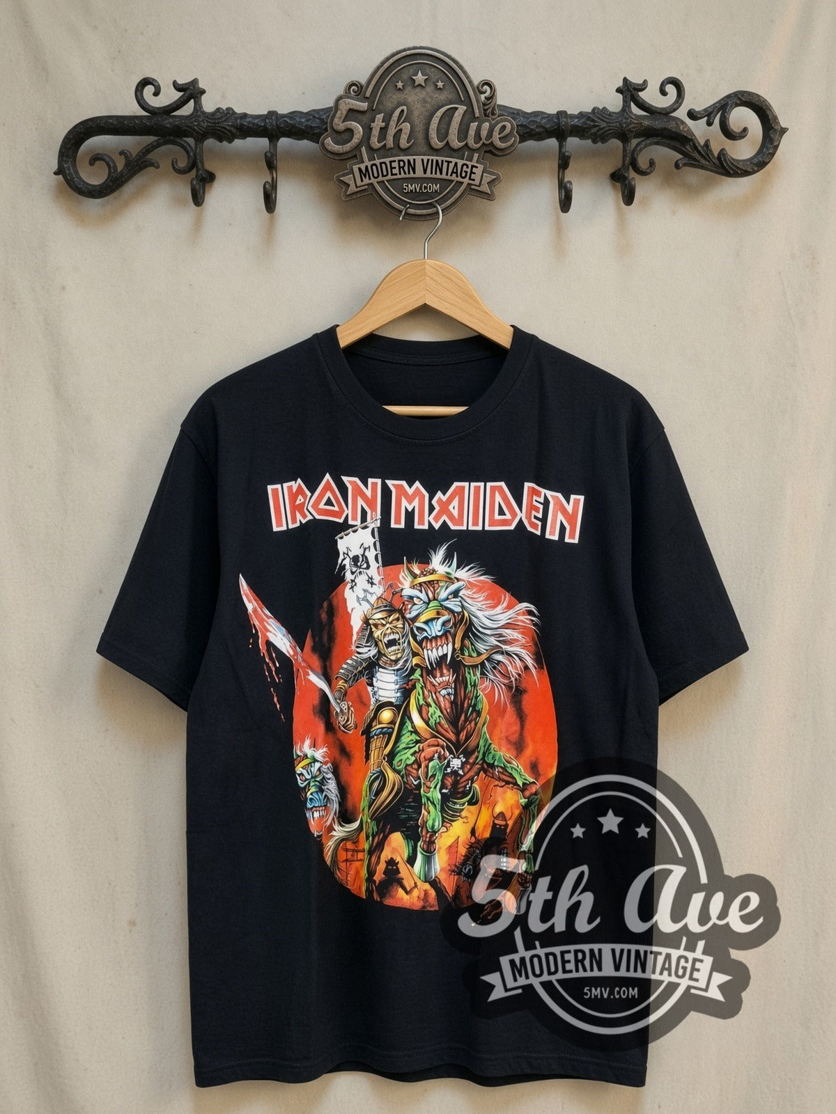 Iron Maiden Japan Tour vintage band t-shirt, front view on the 5MV rack