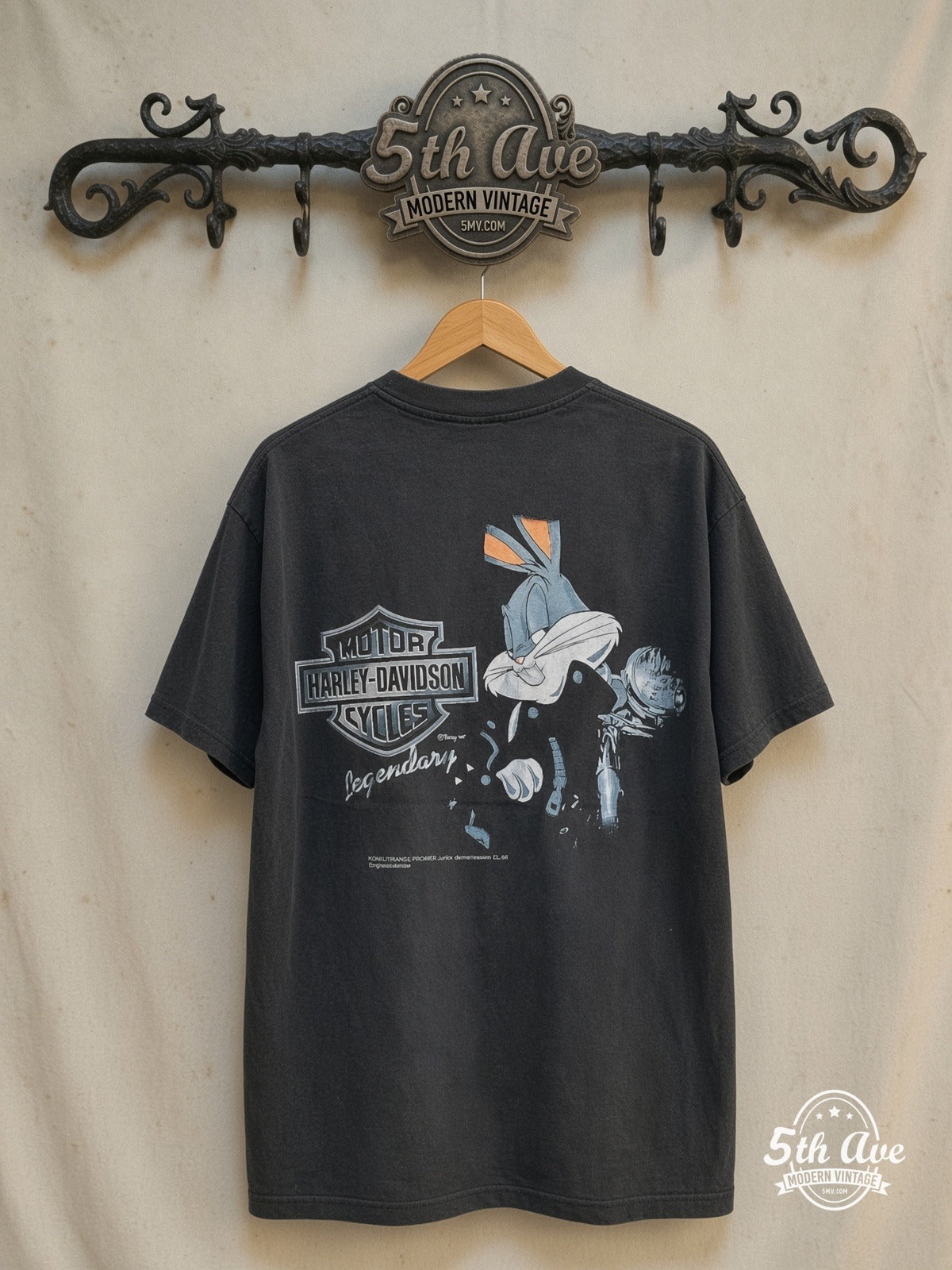Bugs Bunny – and Friends x Star Wars – New Vintage Graphic Tee — front on locked cream ornate 5th Ave rack