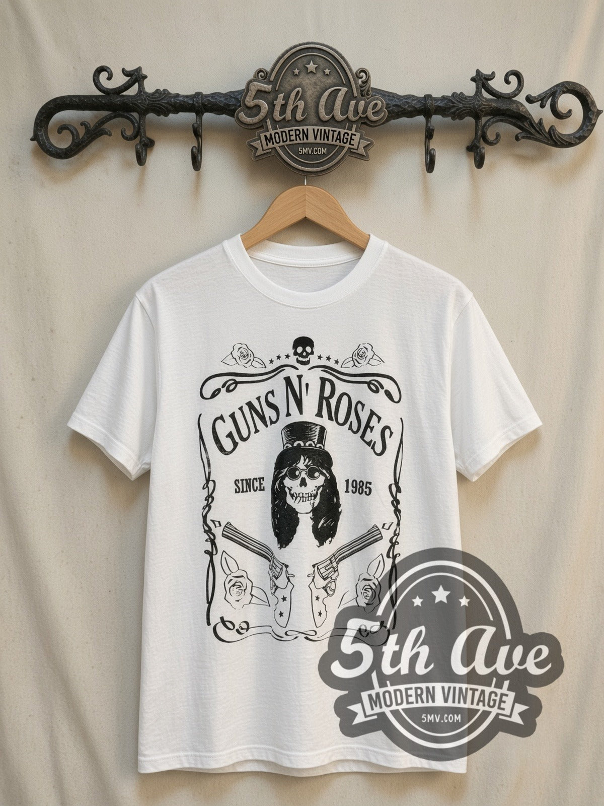Guns N' Roses Legacy vintage band t-shirt, front view on the 5MV rack